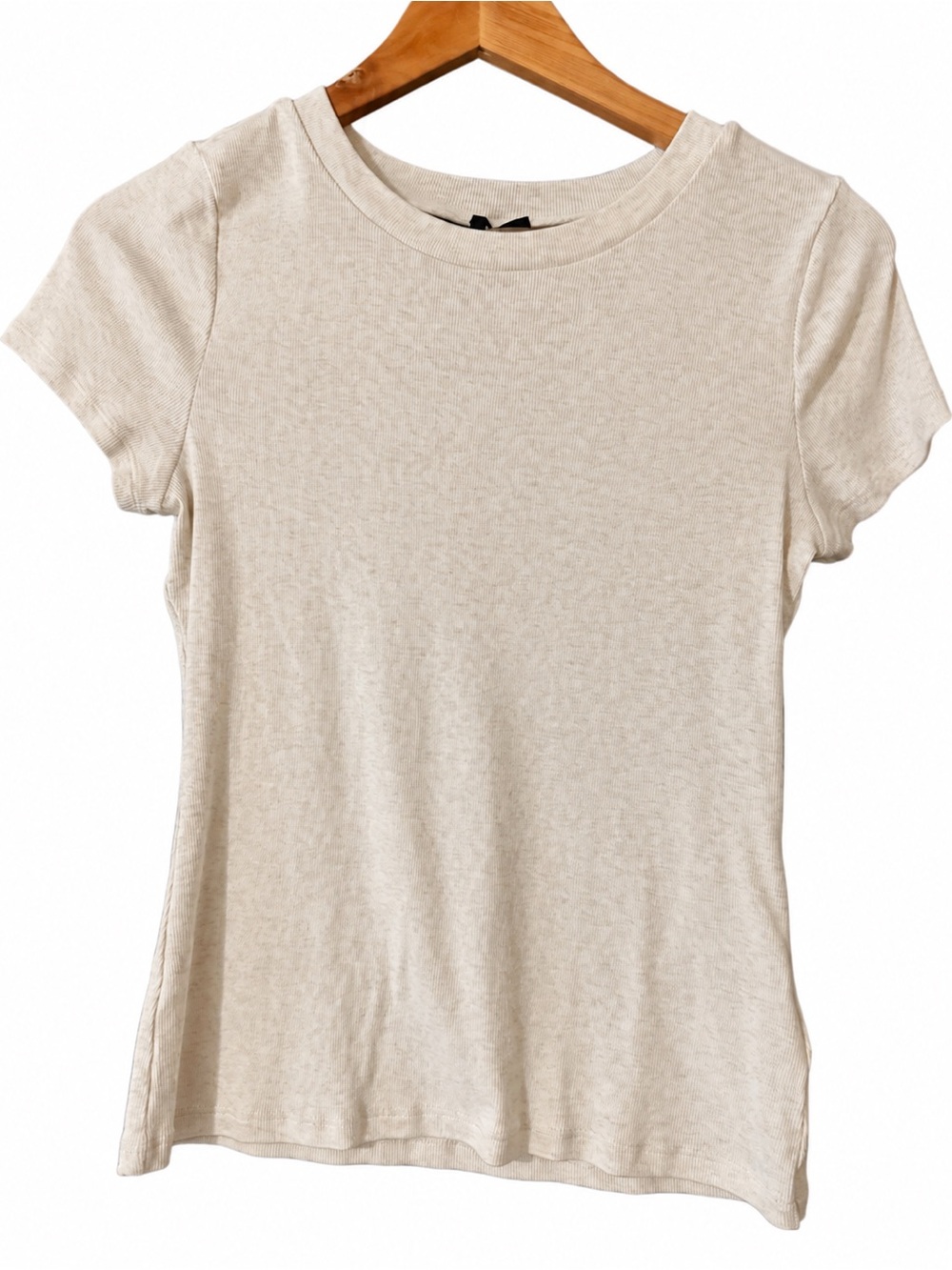 Express Classic Crewneck Short Sleeve Top — Cream